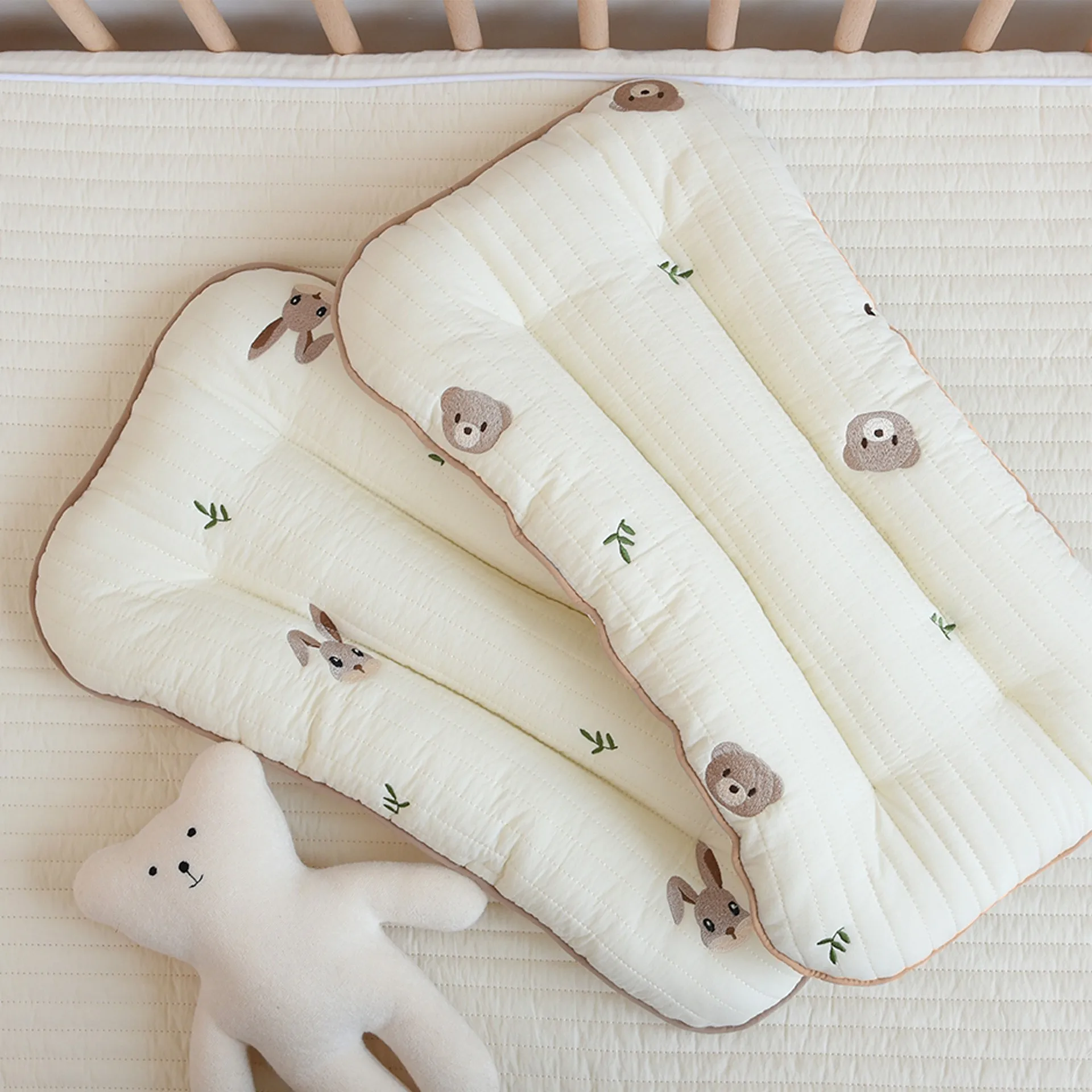 2023 Хлопчатобумажная Стеганая подушка для новорожденных Four Seasons Универсальная Плоская подушка из 3D-дышащей сетки для детей 2-5 лет 0