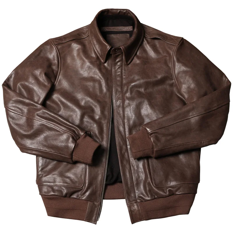 Винтажный летный костюм A2, мужская кожаная куртка с лацканами из натуральной воловьей кожи, куртка из натуральной кожи для мужчин, кожаное пальто ВВС, мужской топ 0