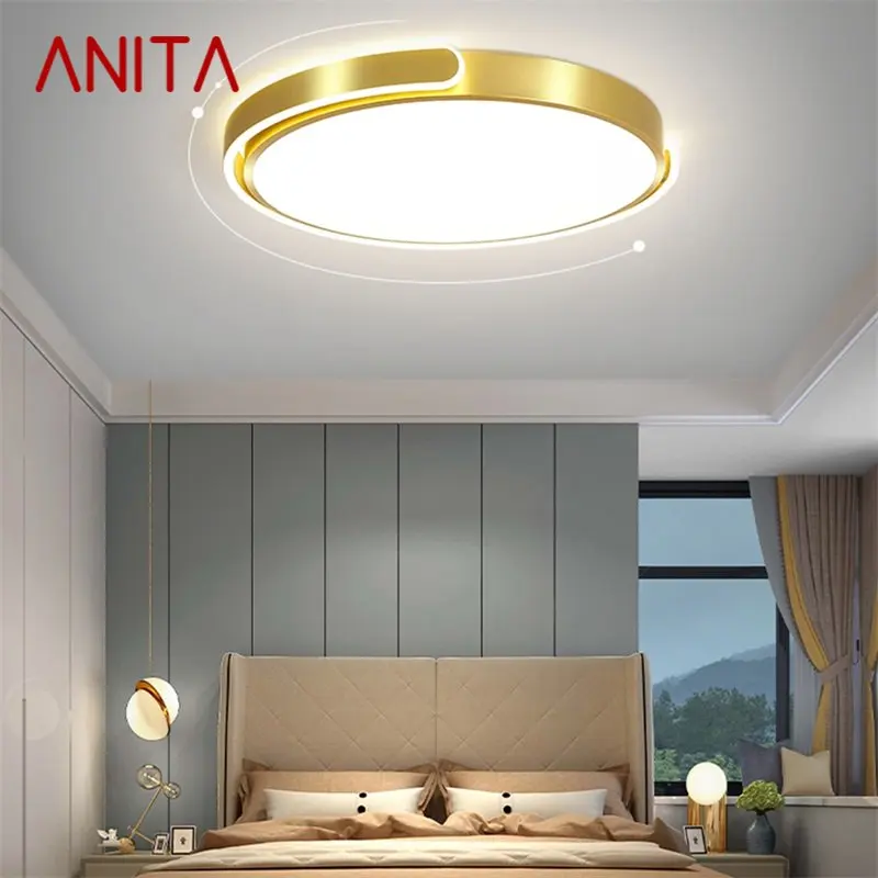 Потолочный светильник ANITA Nordic, современные золотые круглые лампы, простые светильники, светодиодные дома для гостиной 0