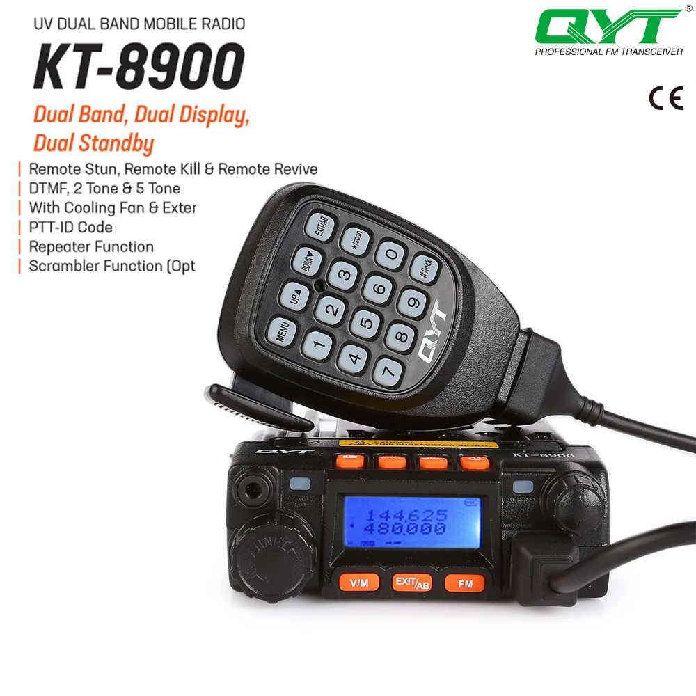 QYT KT-8900 Мини-25-Ваттный Двухдиапазонный Мобильный приемопередатчик, Автомобильное Радио VHF 136-174/UHF 400-490 МГц 1