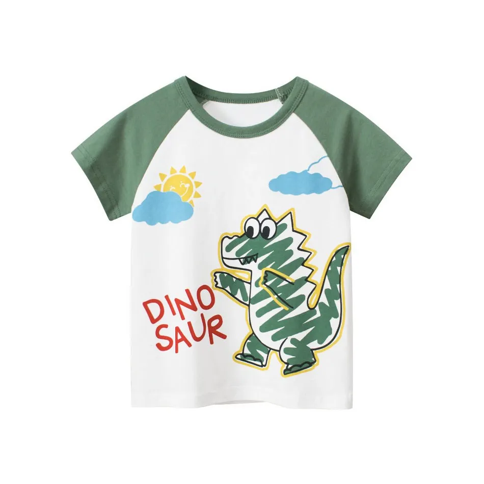 Детская одежда, Летняя футболка с динозавром Для мальчиков и девочек, Повседневные топы для детей 2-8 лет, Детские Мягкие Хлопковые футболки, Комфортные Футболки с коротким рукавом 1