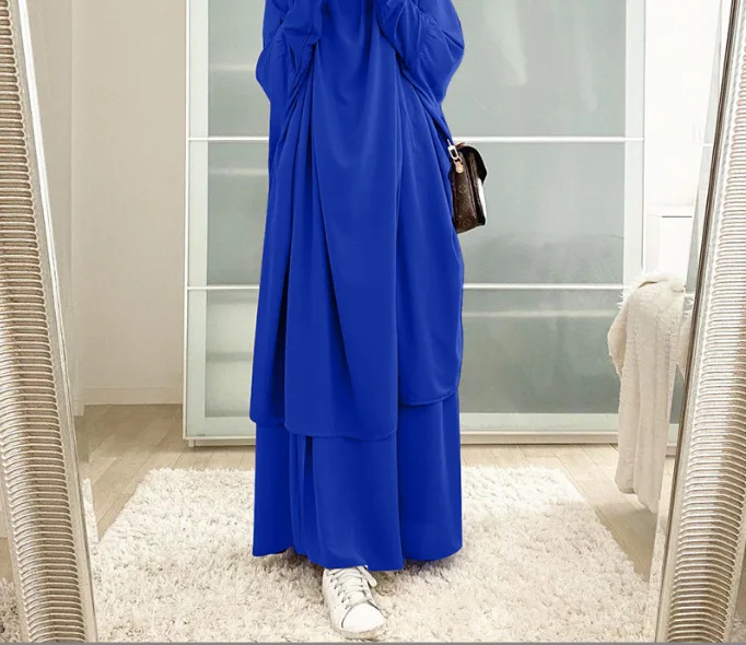 Мусульманские Наборы Женская Одежда Для Молитвы На Ид Джилбаб Абая Длинное Полное Покрытие Платье Для Рамадана Абаи Исламская Ткань С Капюшоном Мусульманский Хиджаб Платье 1
