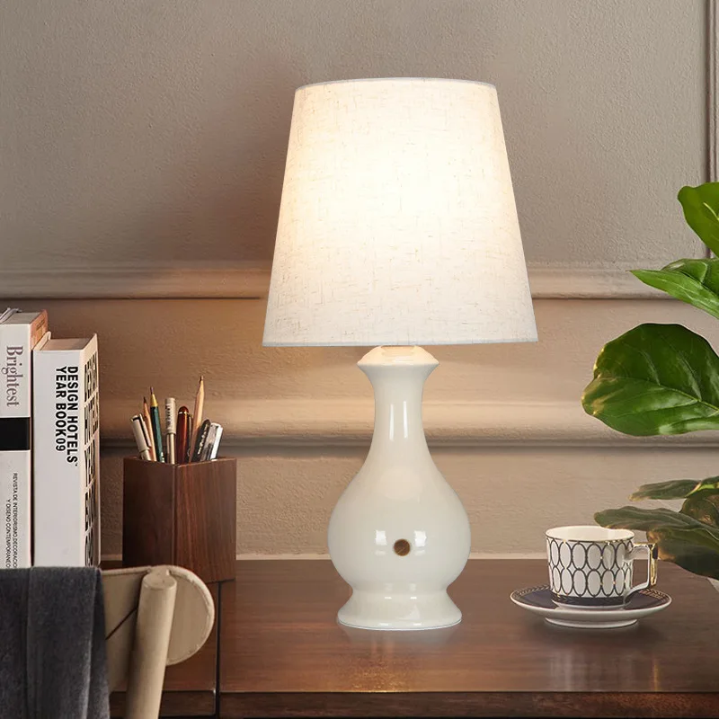 Настольная лампа ANITA Contemporary Ceramics LED Creative Touch с регулируемой яркостью Простой белый настольный светильник для дома, гостиной, Спальни 1