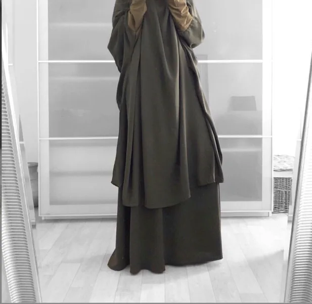 Мусульманские Наборы Женская Одежда Для Молитвы На Ид Джилбаб Абая Длинное Полное Покрытие Платье Для Рамадана Абаи Исламская Ткань С Капюшоном Мусульманский Хиджаб Платье 2
