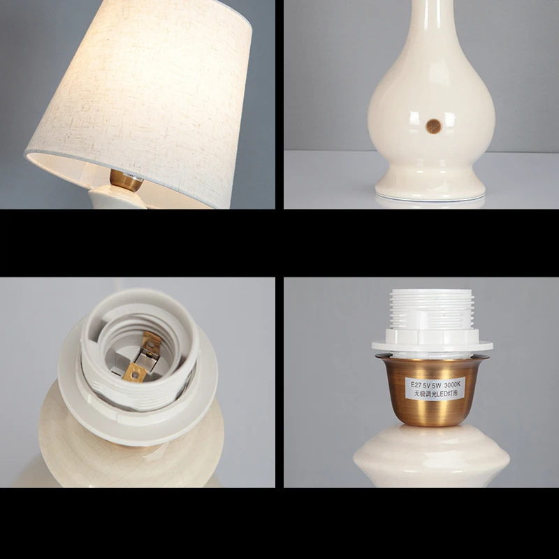 Настольная лампа ANITA Contemporary Ceramics LED Creative Touch с регулируемой яркостью Простой белый настольный светильник для дома, гостиной, Спальни 2