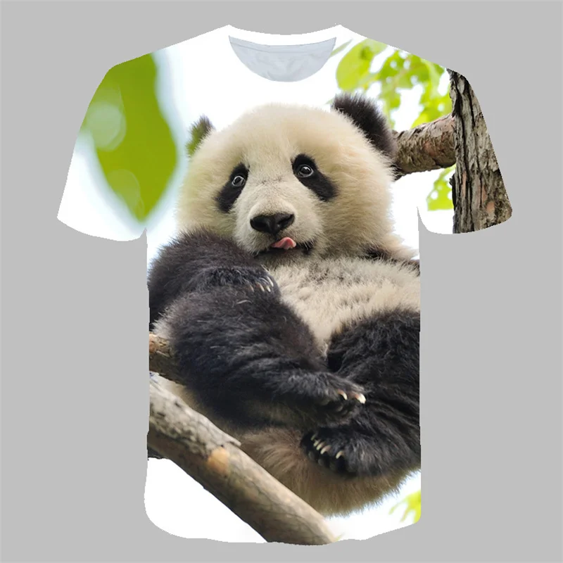 футболки kawaii panda с животным 3D принтом, уличная одежда, Повседневная мода, футболка с круглым вырезом, футболки для мальчиков и девочек, топы, одежда 2