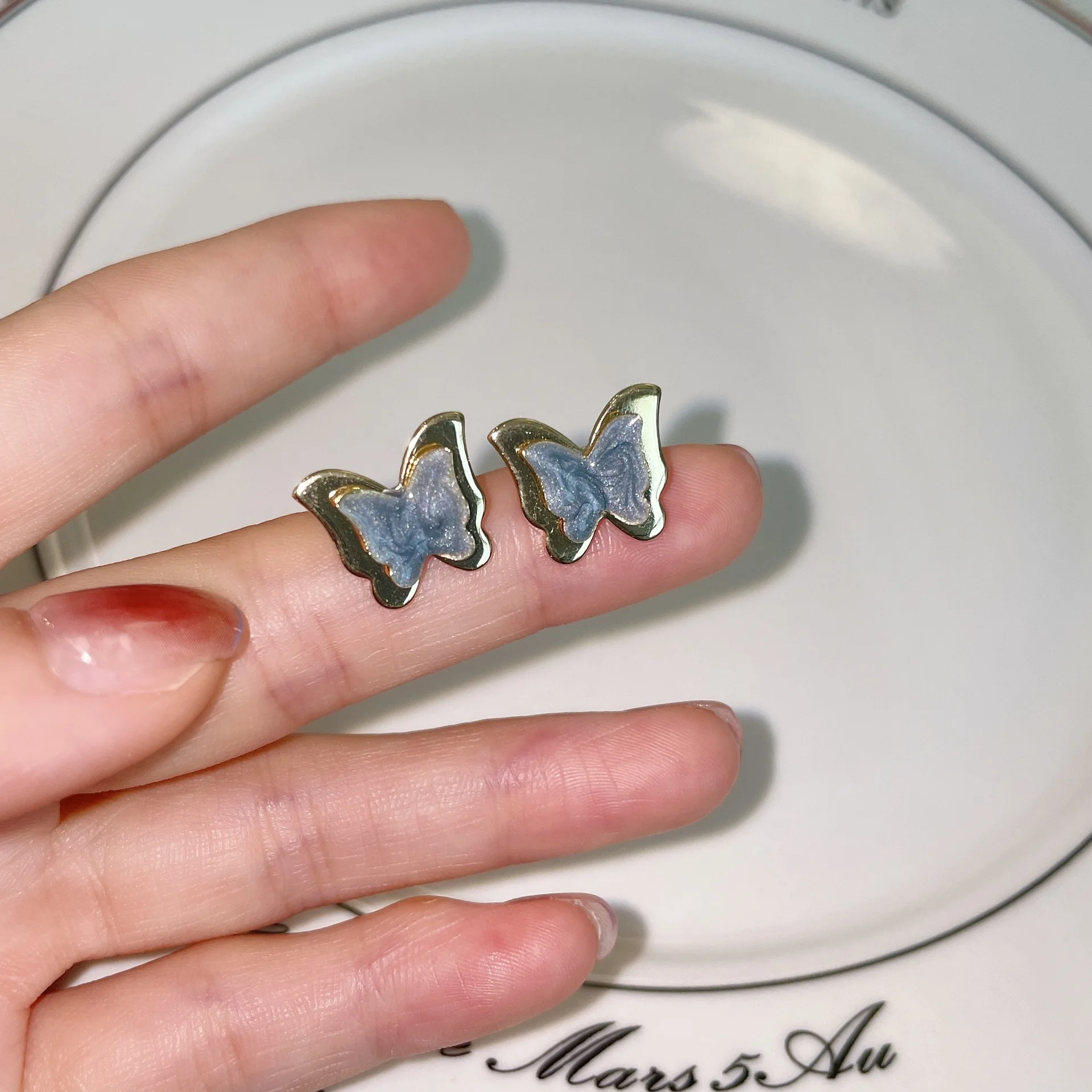 Двухслойные объемные серьги-бабочки из серебра 925 пробы, эмалированные ретро-серьги Port wind, в нежных и элегантных ушках 3
