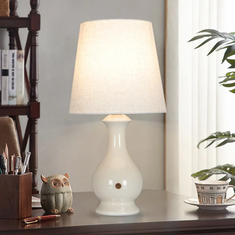 Настольная лампа ANITA Contemporary Ceramics LED Creative Touch с регулируемой яркостью Простой белый настольный светильник для дома, гостиной, Спальни 3
