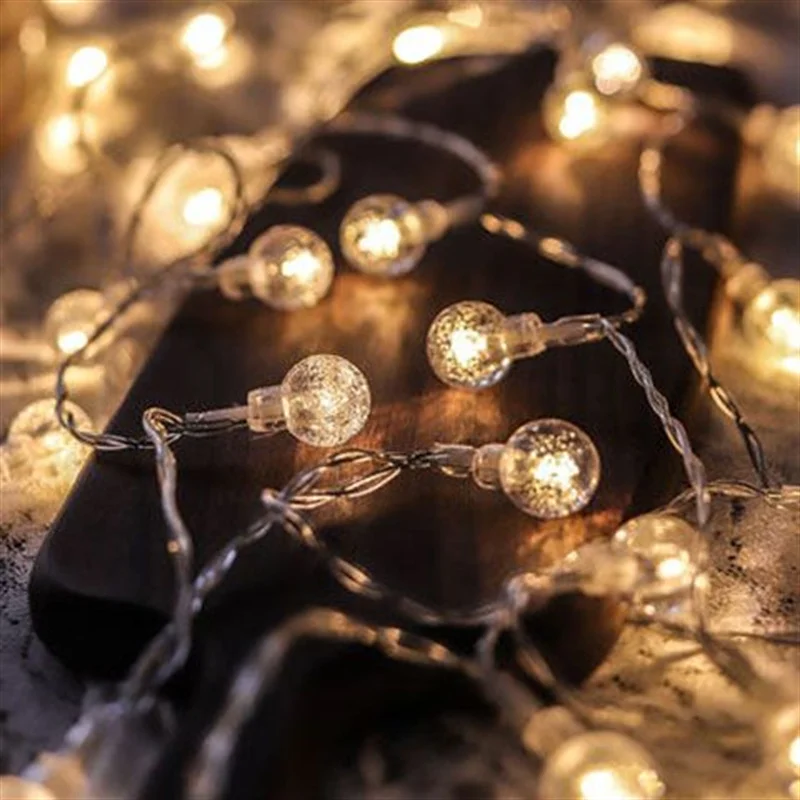 СВЕТОДИОДНЫЙ маленький хрустальный шар Рождественская атмосфера огни мигающие струнные огни маленькая лампочка для украшения общежития бусина USB лампа 3