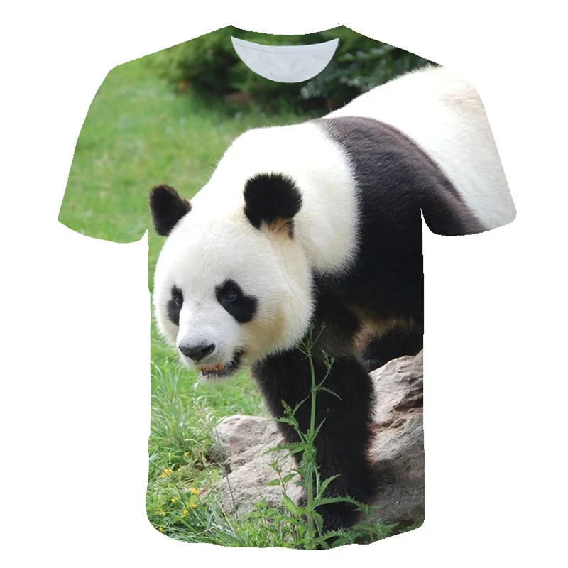 футболки kawaii panda с животным 3D принтом, уличная одежда, Повседневная мода, футболка с круглым вырезом, футболки для мальчиков и девочек, топы, одежда 3
