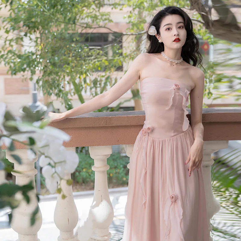 2022 Принцесса Цветок Розовое Вечернее платье для выпускного вечера Элегантные Женские вечерние платья со шнуровкой и открытой спиной 4