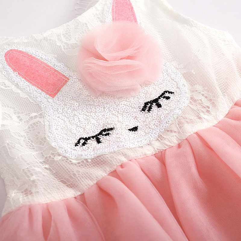 FOCUSNORM/ летнее милое детское платье для девочек, одежда, Пасхальный кролик, кружевной сарафан в стиле пэчворк с блестками, многослойный сарафан в стиле пэчворк 4