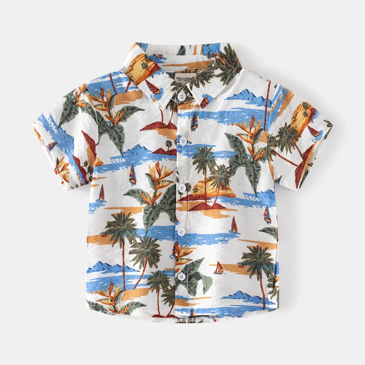 Летние Рубашки Для мальчиков 2023 года, Новая Модная Рубашка Поло С Коротким рукавом Для мальчиков в Пляжном Курортном Стиле, Школьная Детская Модная Рубашка С Рисунком 4