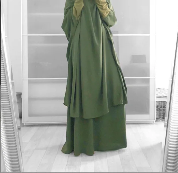 Мусульманские Наборы Женская Одежда Для Молитвы На Ид Джилбаб Абая Длинное Полное Покрытие Платье Для Рамадана Абаи Исламская Ткань С Капюшоном Мусульманский Хиджаб Платье 4