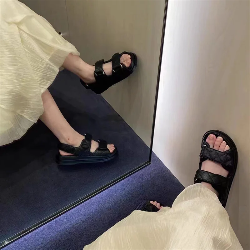 Наклейки Женская Обувь Черные Спортивные Сандалии на среднем Каблуке С ремешком сзади Zapatos De Mujer И Пряжкой Chaussure Solid Femme Sandalias 4