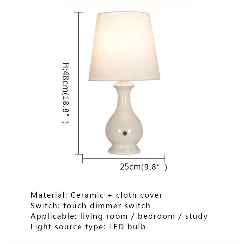 Настольная лампа ANITA Contemporary Ceramics LED Creative Touch с регулируемой яркостью Простой белый настольный светильник для дома, гостиной, Спальни 4