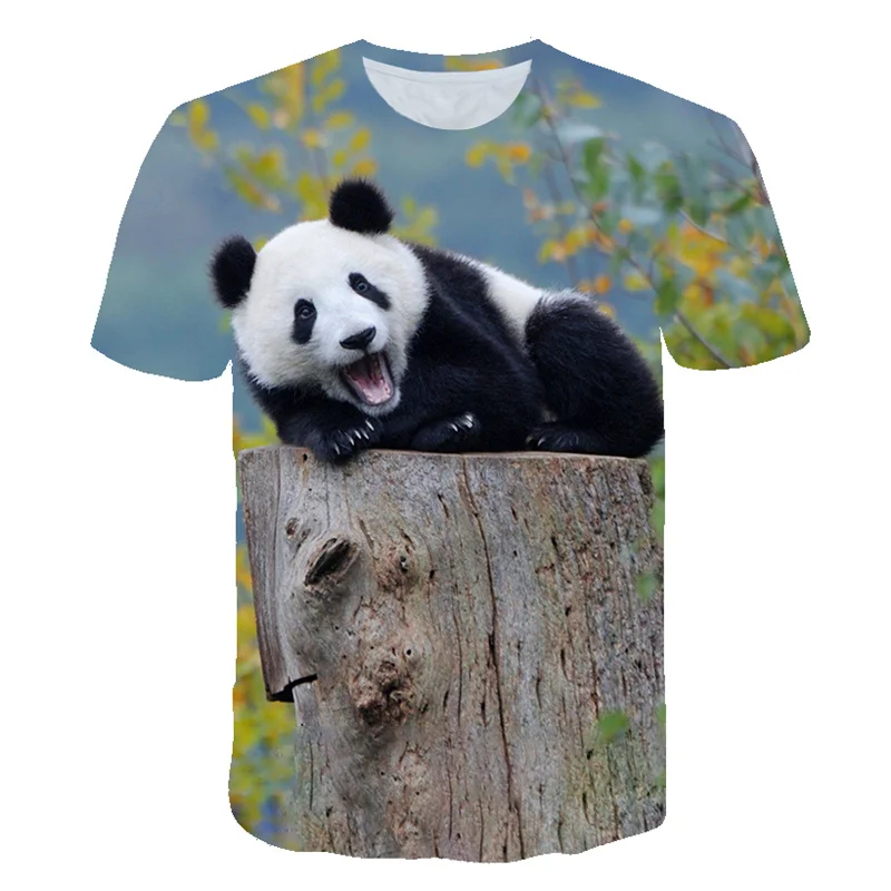 футболки kawaii panda с животным 3D принтом, уличная одежда, Повседневная мода, футболка с круглым вырезом, футболки для мальчиков и девочек, топы, одежда 4