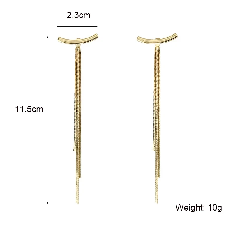 Винтажные золотые серьги-подвески с кисточками на длинной нити для женщин, глянцевая геометрическая дуга, корейская бижутерия, прямая поставка 2021 г. 5