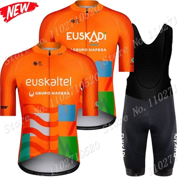 2023 Euskaltel Euskadi Велоспорт Джерси Командный Комплект Оранжевая Одежда С Коротким Рукавом Дорожный Велосипед Нагрудник Шорты Костюм MTB Одежда Майо Ropa