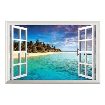 3D океан Природа Настенная роспись с видом на море Окно домашний декор наклейка комната картина плакат искусство