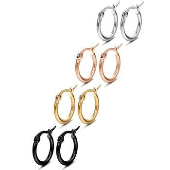 4 Пары, 4 цвета, маленькие серьги-кольца из нержавеющей стали, женские серьги-обнимашки, 10 мм-25 мм