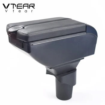 Vtear для Nissan micra March автомобильный подлокотник коробка кожаный подлокотник для укладки центральной консоли для хранения декоративных аксессуаров auto 2014