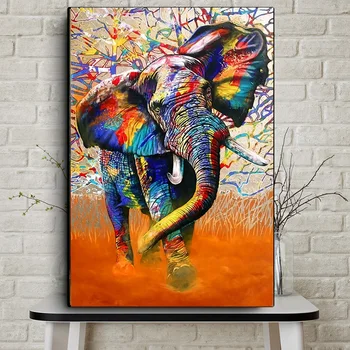 Абстрактная акварель Африканский слон, дикое животное, холст, живопись, плакаты и принты, Настенная живопись Куадроса для гостиной
