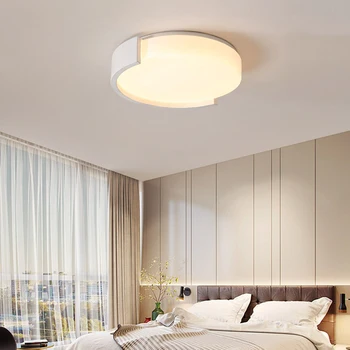 Белый Современный светодиодный потолочный светильник для гостиной, спальни, столовой, кухни, Люстра с дистанционным управлением, простой дизайн, светильник