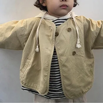 Весенняя одежда для детей 2022 года, новое пальто для мальчиков и девочек японской корейской системы Tide, свободная стирка, винтажный кардиган, верхняя куртка