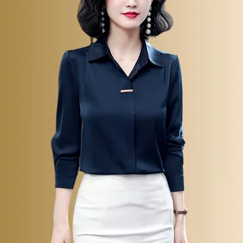 Высококачественная новая блузка Женские рубашки из шелка тутового цвета для женщин Модные топы и блузки свободного темперамента Женская одежда Blusa