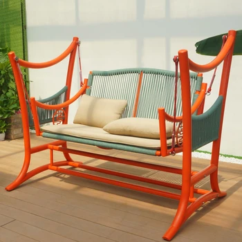 Двойной гамак, сетка для внутреннего двора, Красное садовое кресло-качалка, Балконный планер
