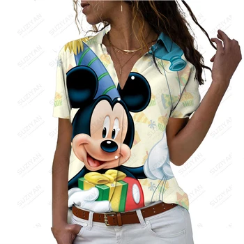 Женская рубашка с Микки Маусом, кардиган с героями мультфильмов Диснея, Женский летний милый забавный топ с коротким рукавом, повседневная модная дышащая одежда