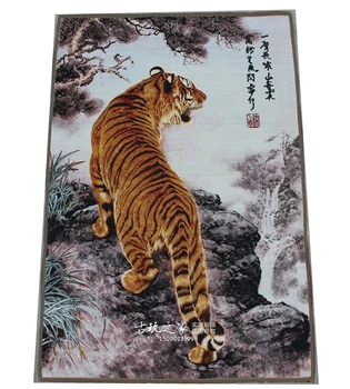 Китай Тибет Вышивка шелком Фэншуй На холме статуя тигра Тангка Тханка Картины Фрески