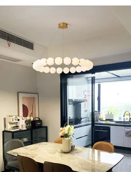 Люстра для гостиной Nordic magic bean, современная минималистичная круглая лампа, креативный светильник для спальни, роскошный ресторанный светильник