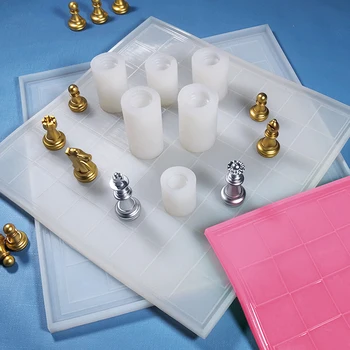 Международные шахматы Силиконовая форма для торта Форма из полимерной глины 3D Король Королева Рыцарь Пешка Слон Шахматная доска Форма из смолы Инструменты для выпечки
