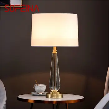 Настольная лампа SOFEINA из латуни, современный простой хрустальный светодиодный настольный светильник, украшение для дома