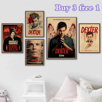 Плакаты с изображением Декстера из сериала ужасов, напечатанные винтажные плакаты, наклейка на стену для домашней комнаты, магазин настенного искусства