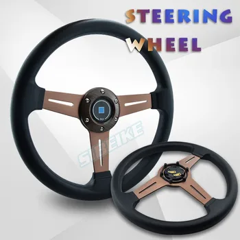 Рулевое колесо автомобиля JDM, искусственная кожа, титановые спицы, 13,5-дюймовое универсальное рулевое колесо