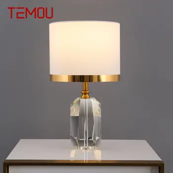 Современная хрустальная настольная лампа TEMOU с креативным затемнением, роскошный настольный светильник, декор для дома, гостиной, спальни, прикроватной тумбочки