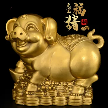 Украшения из медной свиньи в китайском стиле ручной работы, чистая медь, Золотая свинья, Счастливая гостиная, Офис, Золотые деньги, Свиньи, Большие