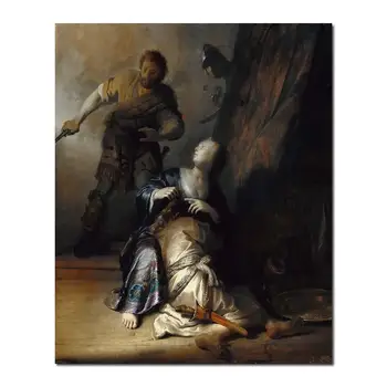 Холст искусство Портретные картины Рембрандт ван Рейн Самсон и Далила ручной работы Высокого качества