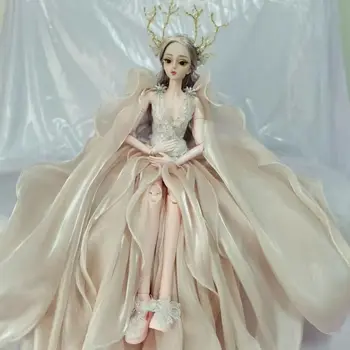 кукла 60 см, Демон в цвету персика, Белая кожа, массивная кукла, игрушка для девочек, детское свадебное платье, одевание