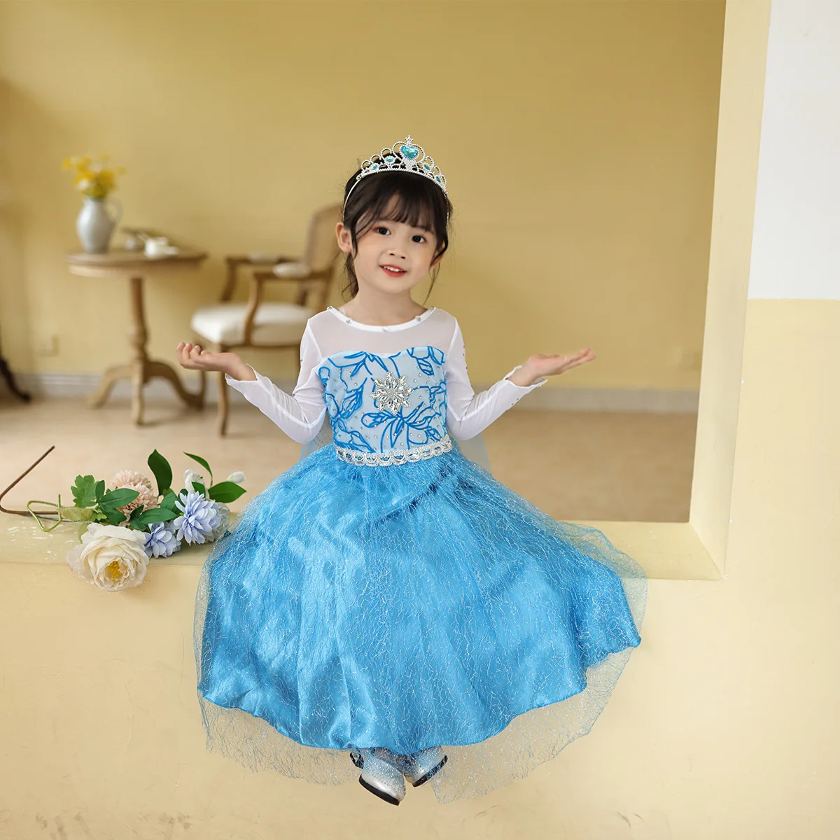 KEAIYOUHUO Платье принцессы для девочек 3-10 лет, костюм для косплея, блестки, Детские роскошные вечерние платья, подарок детям на День Рождения, бальные платья 1
