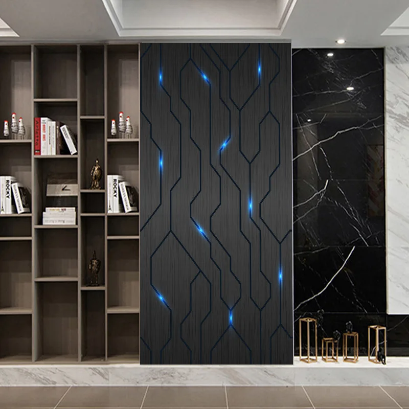 Современный стиль, черные геометрические 3D обои для дверей, наклейка из ПВХ, водонепроницаемый плакат для украшения всей дверной обертки 1