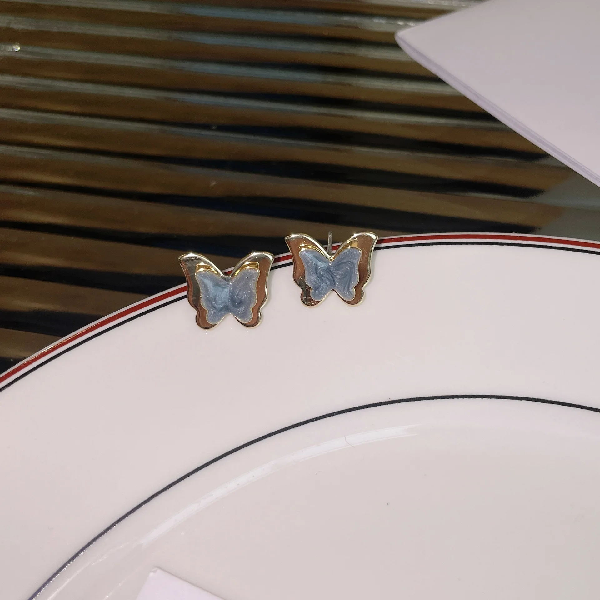 Двухслойные объемные серьги-бабочки из серебра 925 пробы, эмалированные ретро-серьги Port wind, в нежных и элегантных ушках 2