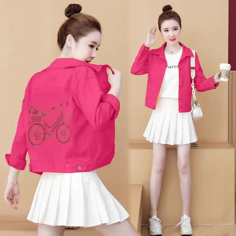 Джинсовая куртка с вышивкой, короткая джинсовая куртка, женская корейская версия, маленькая свежая тонкая куртка, осенняя свободная куртка 3