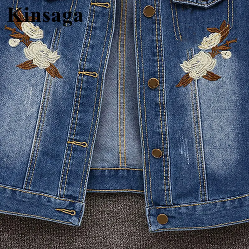 Женский весенний джинсовый жилет без рукавов с цветочной вышивкой 3XL, летняя бело-синяя короткая джинсовая куртка без рукавов, джинсовый кардиган, жилет 4