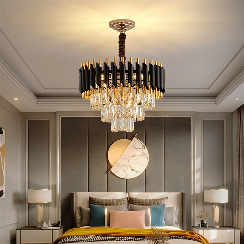 Роскошная люстра OUTELA, хрустальный прямоугольный подвесной светильник, домашний светодиодный светильник в постмодернистском стиле для гостиной, столовой 4